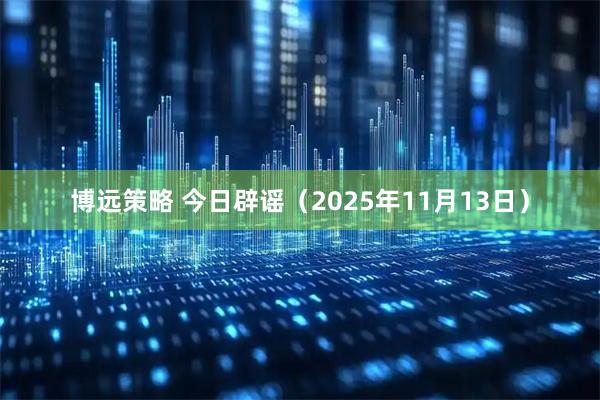 博远策略 今日辟谣（2025年11月13日）