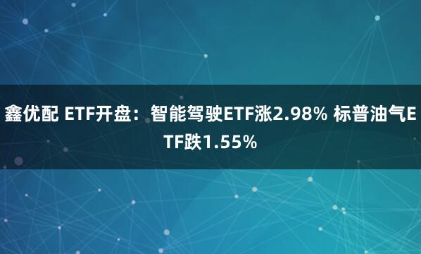 鑫优配 ETF开盘：智能驾驶ETF涨2.98% 标普油气ETF跌1.55%